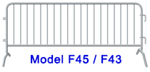 F43 and F45 narrow-coupling bridge-foot barricades