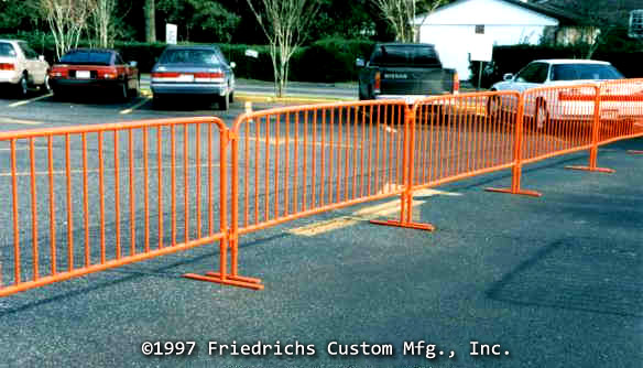 safety orange powder painted barricades